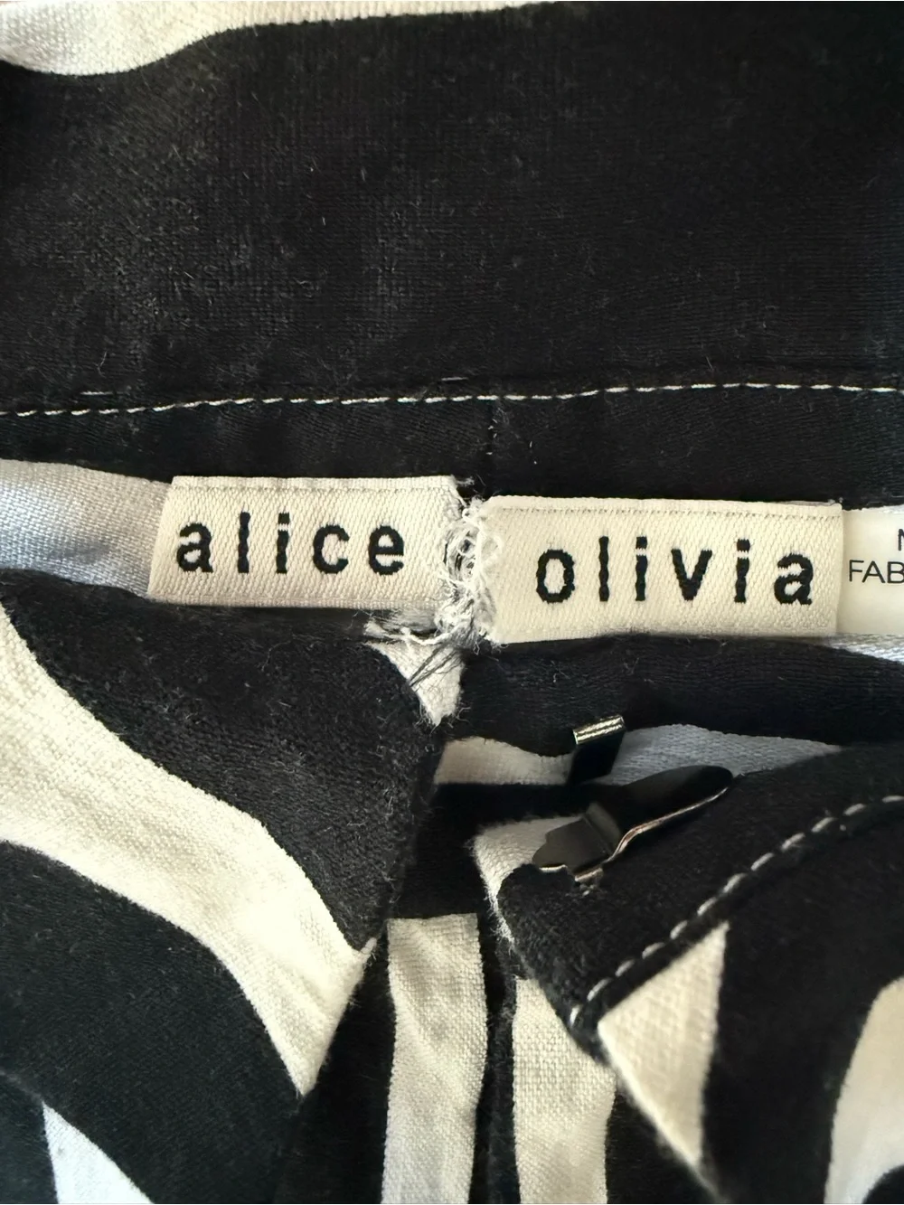 ALICE + OLIVIA High Rise Striped Contrast Pants Wide Leg Linen Blend Foldover 00 - Picture 3 of 8